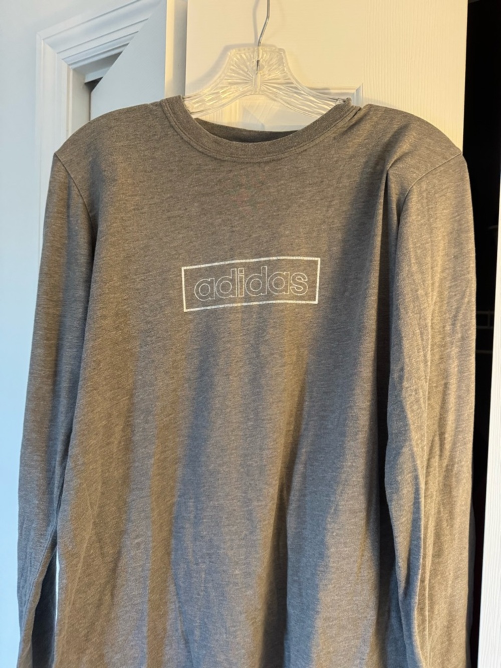 adidas Gray Long Sleeve Crew with White Logo